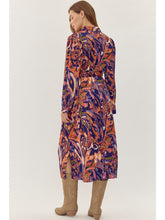 Load image into Gallery viewer, Marla Abstract Print Belted Midi Shirt Dress