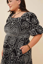 Load image into Gallery viewer, Bethany Eyelet Embroidered Puff Sleeve Scallop Hem Dress