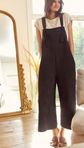 Stella Textured Cropped Wide Leg Overalls