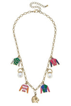Load image into Gallery viewer, Jockey Silk Enamel Charm Necklace in White