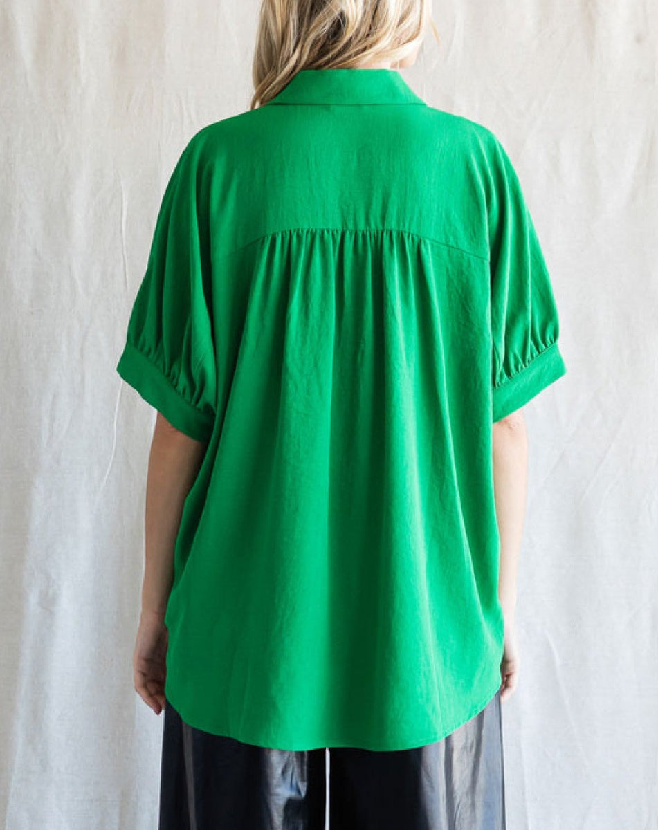Kelly Green PLUS SIZE Dolman Sleeve Textured Knit Casual Top main image 0