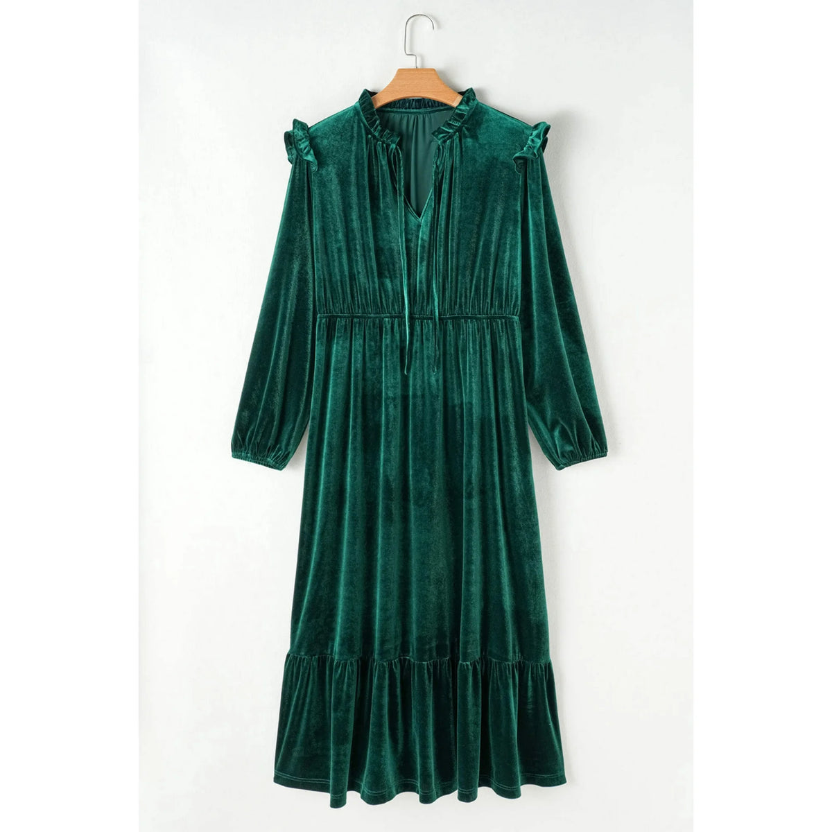 Cowl Neck Floor-length Velvet Dress Lime Green Plus Size
