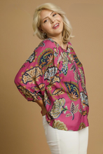 Load image into Gallery viewer, Restocked! Whitney Fall Floral Print Top in Mulberry