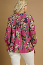 Load image into Gallery viewer, Restocked! Whitney Fall Floral Print Top in Mulberry