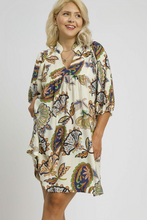 Load image into Gallery viewer, Maggie Abstract Print Puff Sleeve Dress in Cream