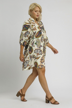 Load image into Gallery viewer, Maggie Abstract Print Puff Sleeve Dress in Cream