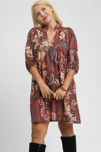 Load image into Gallery viewer, Lola Abstract Print Puff Sleeve Babydoll Dress in Brown