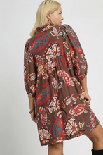 Load image into Gallery viewer, Lola Abstract Print Puff Sleeve Babydoll Dress in Brown