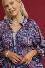 Load image into Gallery viewer, Hazel Purple and Indigo Paisley Midi Dress