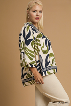 Load image into Gallery viewer, Hannah Boho Leaf Print Top in Olive