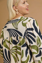 Load image into Gallery viewer, Hannah Boho Leaf Print Top in Olive