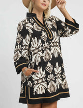 Load image into Gallery viewer, Charlotte Baroque Floral Tunic Dress in Black