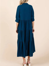 Load image into Gallery viewer, Edie Magenta Collared Tiered Dress in Teal