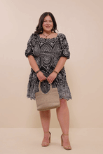 Load image into Gallery viewer, Bethany Eyelet Embroidered Puff Sleeve Scallop Hem Dress