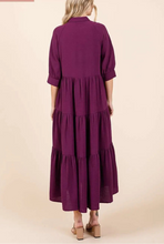 Load image into Gallery viewer, Edie Magenta Collared Tiered Dress