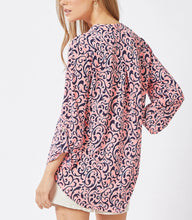 Load image into Gallery viewer, Tara Wrinkle Free Coral and Navy Top