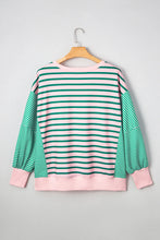Load image into Gallery viewer, Melanie Green Stripe Color Block Sweatshirt