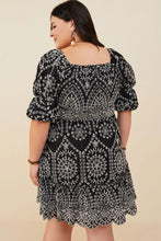 Load image into Gallery viewer, Bethany Eyelet Embroidered Puff Sleeve Scallop Hem Dress