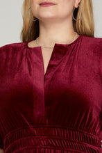 Load image into Gallery viewer, Delilah Bell Sleeve Pintuck Velvet Dress