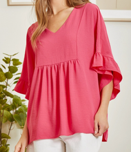Load image into Gallery viewer, Sonja Ruffle Sleeve Babydoll Top in Pink