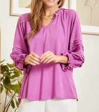 Load image into Gallery viewer, Amanda Spring Orchid Ruffle Detail Top