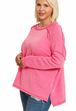 Load image into Gallery viewer, Restocked! Carson Ribbed Long Sleeve Top in Fuchsia