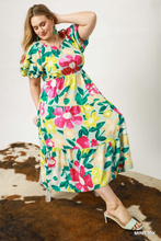 Load image into Gallery viewer, Saylor Floral Puff Sleeve Midi Dress