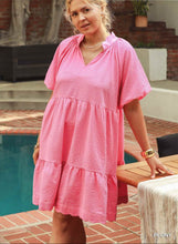 Load image into Gallery viewer, Kayce Bubble Sleeve Scalloped Dress - FINAL SALE