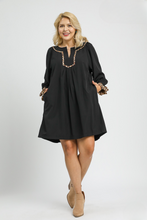 Load image into Gallery viewer, Tori Tunic Dress with Leopard Trim Accents in Black