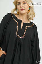 Load image into Gallery viewer, Tori Tunic Dress with Leopard Trim Accents in Black