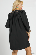 Load image into Gallery viewer, Tori Tunic Dress with Leopard Trim Accents in Black
