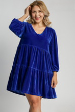 Load image into Gallery viewer, Elizabeth Royal Blue Tiered Velvet Dress