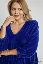 Load image into Gallery viewer, Elizabeth Royal Blue Tiered Velvet Dress