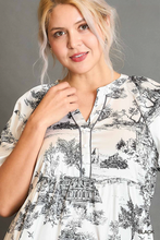Load image into Gallery viewer, Sophia Black & White Landscape Print Dress - FINAL SALE