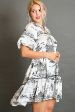 Load image into Gallery viewer, Sophia Black & White Landscape Print Dress - FINAL SALE