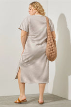Load image into Gallery viewer, Leia Knit Short Sleeve Cream and Navy Striped Dress - FINAL SALE