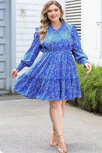 Load image into Gallery viewer, Christa Blue and White Print Tiered Ruffle Dress
