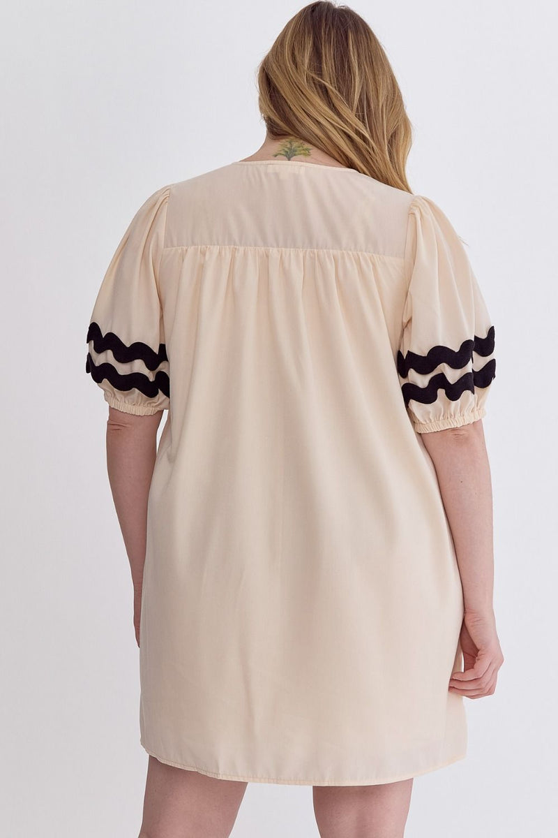 Bailey Plus Size Ivory & Black Ric Rac Dress The Fluffy Flamingo