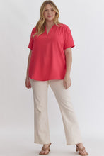 Load image into Gallery viewer, Jamie Split Neck Top in Punch