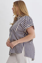 Load image into Gallery viewer, Sydney Navy Striped Button Down Top