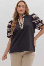 Load image into Gallery viewer, Johnna Embroidered Puff Sleeve Top