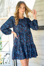Load image into Gallery viewer, Sonya Navy Floral Long Sleeve Dress