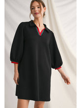Load image into Gallery viewer, Aggie Textured Collared Dress with Striped Trim