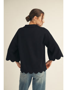 Toni Luxe Knit Scallop Trim Top