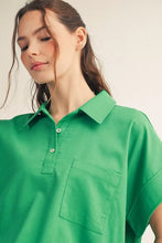 Load image into Gallery viewer, Eileen Linen Blend Polo Shirt in Green