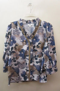Lana Floral Print V-Neck 3/4 Sleeve Top