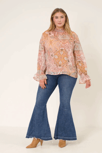 Sarah Paisley Print Smock Detail Chiffon Top