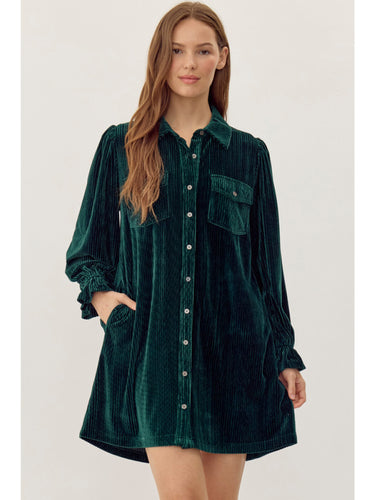 Stevie Velvet Corduroy Shirt Dress