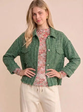 Load image into Gallery viewer, Elaine Textured Tweed Shirt Jacket in Green