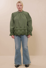 Load image into Gallery viewer, Savannah Scallop Hem Eyelet Embroidered Top